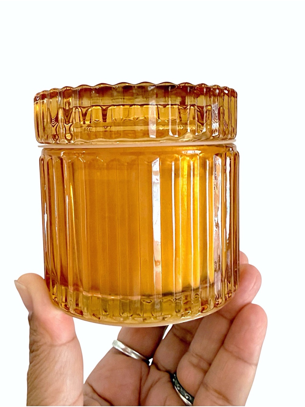 Leoben Company Pumpkin & Saffron Luxury Vegan Soy Scented Candle Amber Glass Jar